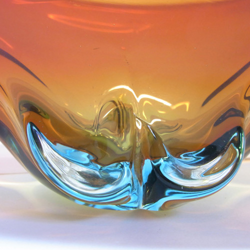 (image for) Murano or Czech Red + Blue Cased Glass Bowl - Click Image to Close