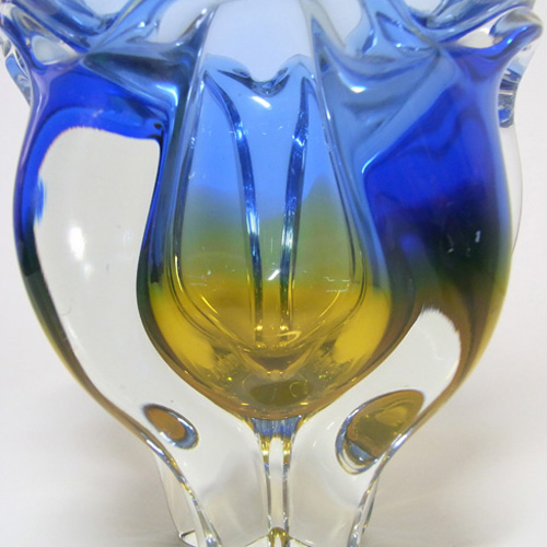 (image for) Chřibská #240/4/16 Czech Blue & Amber Glass Vase - Click Image to Close