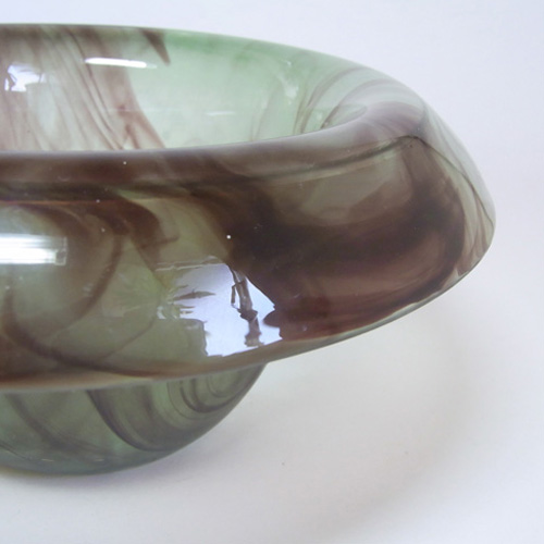 Davidson #34SD Art Deco Topaz-Briar Cloud Glass Bowl - Click Image to Close
