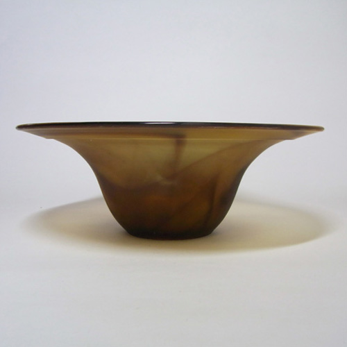 Davidson #34SLF Art Deco Amber Cloud Glass Flower Bowl - Click Image to Close