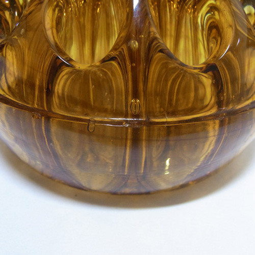 Davidson #34SLF Art Deco Amber Cloud Glass Flower Bowl - Click Image to Close