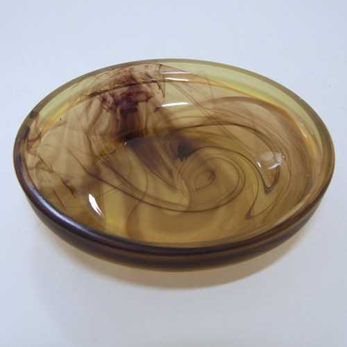 (image for) Davidson #326 Art Deco Amber Cloud Glass Trinket Tray + Bowls - Click Image to Close