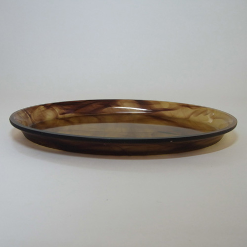 Davidson #326 Art Deco Amber Cloud Glass Trinket Tray + Bowls - Click Image to Close