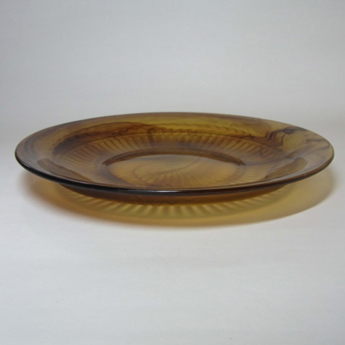 (image for) Davidson #9421 Art Deco Amber Cloud Glass Plate/Platter - Click Image to Close