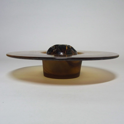 Davidson #204 British Art Deco Amber Cloud Glass Posy Bowl - Click Image to Close