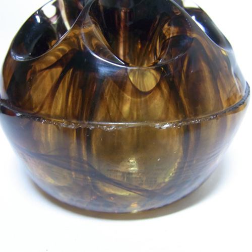 (image for) Davidson #204 British Art Deco Amber Cloud Glass Posy Bowl - Click Image to Close