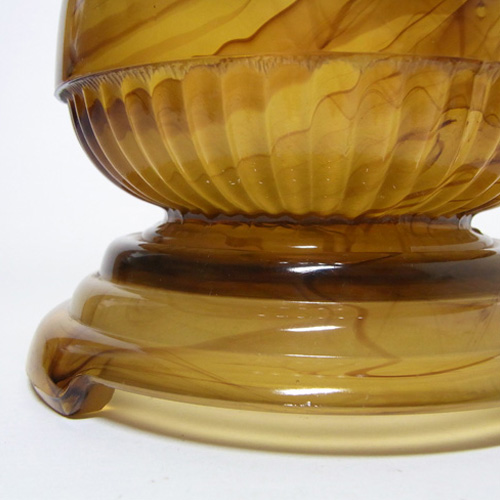 Davidson #10/1910 Art Deco Amber Cloud Glass Flower Bowl Set - Click Image to Close