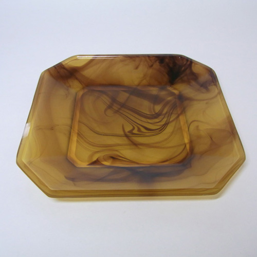 (image for) Davidson #280 British Art Deco Amber Cloud Glass Plate - Click Image to Close