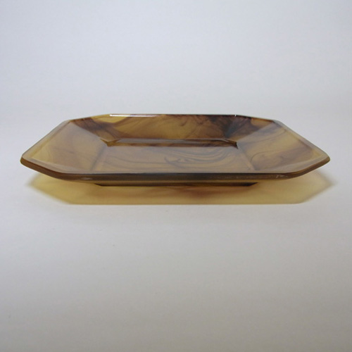 (image for) Davidson #280 British Art Deco Amber Cloud Glass Plate - Click Image to Close