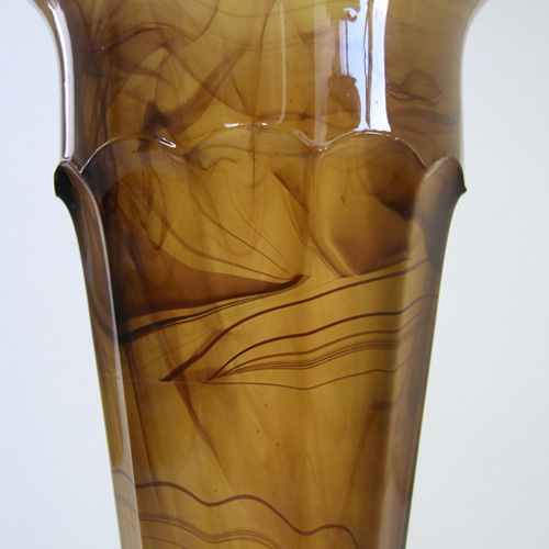 Davidson #50 Art Deco 1930's Amber Cloud Glass Vase - Click Image to Close