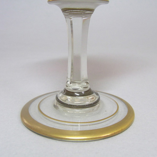 Crystalex Czech Enamelled Pink & White Overlay / Cut Glass Wine Goblet - Click Image to Close
