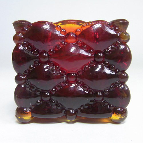 Czech Amber Textured Glass Candlestick / Candle Holder - Click Image to Close
