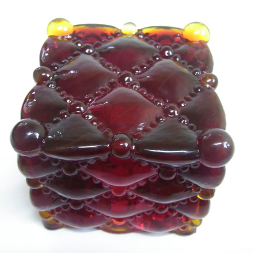 Czech Amber Textured Glass Candlestick / Candle Holder - Click Image to Close