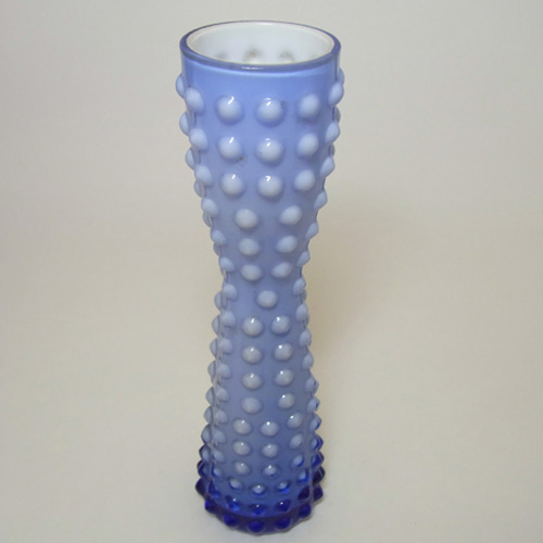Tajima Japanese 1970's Retro Blue Cased Glass Knobbly Vase - Click Image to Close