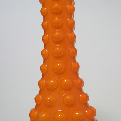 Tajima Japanese 1970's Retro Orange Cased Glass Knobbly Vase - Click Image to Close