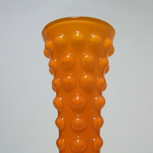 (image for) Tajima Japanese 1970's Retro Orange Cased Glass Knobbly Vase - Click Image to Close