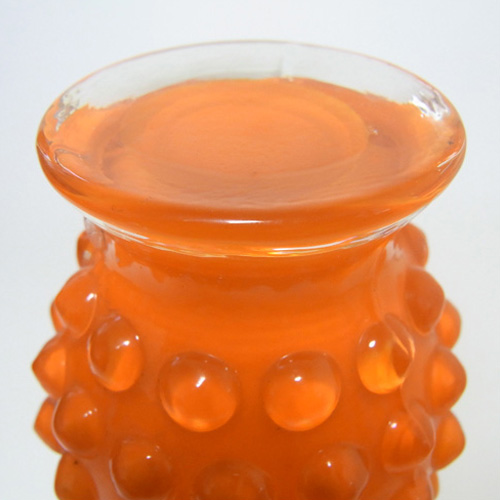 (image for) Tajima Japanese 1970's Retro Orange Cased Glass Knobbly Vase - Click Image to Close
