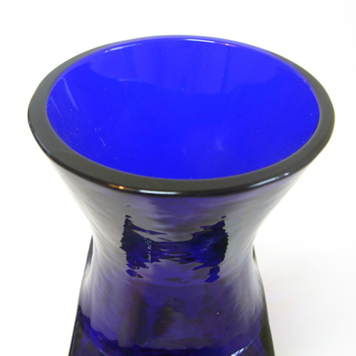 (image for) Dartington #FT58 Frank Thrower Blue Glass Greek Key Vase - Click Image to Close