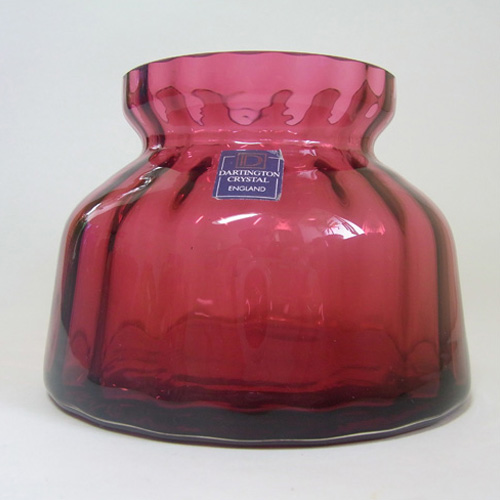 (image for) Dartington Cranberry Pink Glass Vase - Stamped/Labelled - Click Image to Close