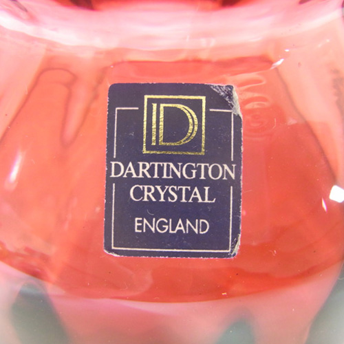 Dartington Cranberry Pink Glass Vase - Stamped/Labelled - Click Image to Close
