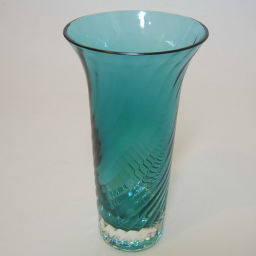 (image for) Dartington #FT402 Frank Thrower Turquoise Glass 'Flare' Vase - Click Image to Close