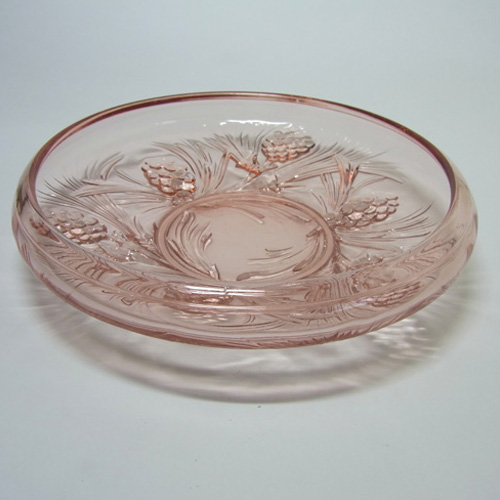 (image for) Jobling #5000 1930's Pink Art Deco Glass Fircone Bowl - Click Image to Close