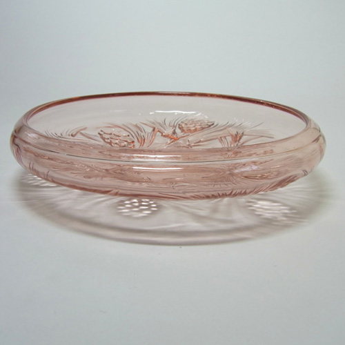 Jobling #5000 1930's Pink Art Deco Glass Fircone Bowl - Click Image to Close