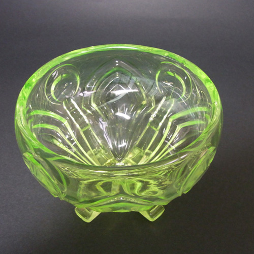 Sowerby Art Deco 1930's Uranium Green Glass Posy Bowl - Click Image to Close
