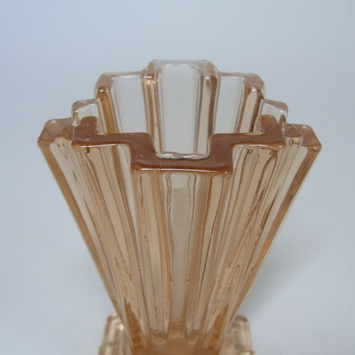 (image for) Bagley #334 Art Deco 4" Vintage Pink Glass 'Grantham' Vase - Click Image to Close