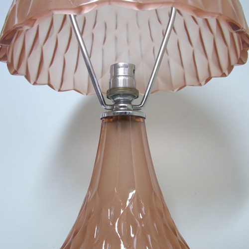 Davidson Art Deco Pink Glass Good Companion Table Lamp - Click Image to Close