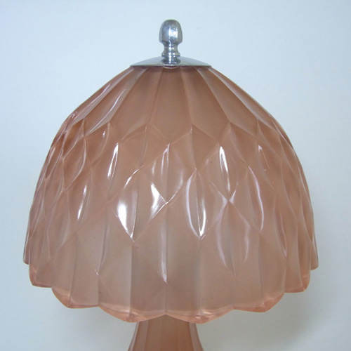 Davidson Art Deco Pink Glass Good Companion Table Lamp - Click Image to Close