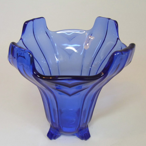 (image for) Sowerby #C2631 Art Deco 1930's Blue Glass Posy Vase - Click Image to Close