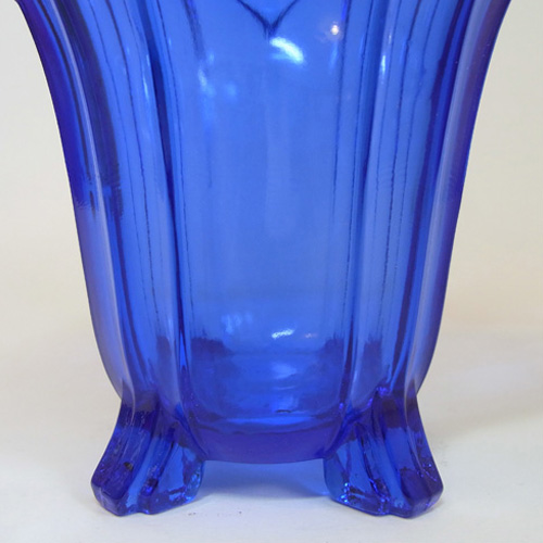 Sowerby #C2631 Art Deco 1930's Blue Glass Posy Vase - Click Image to Close