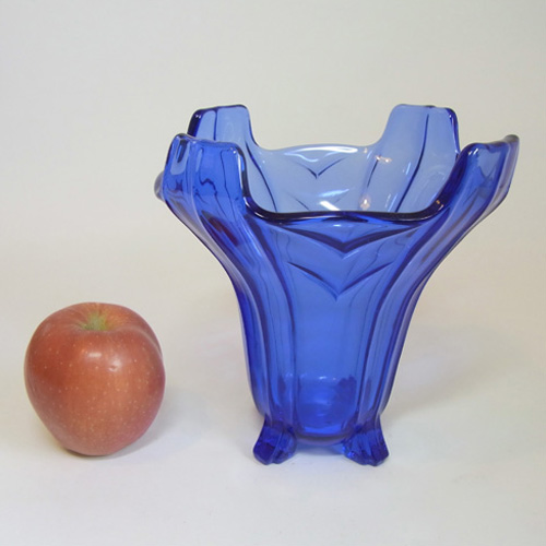 Sowerby #C2631 Art Deco 1930's Blue Glass Posy Vase - Click Image to Close