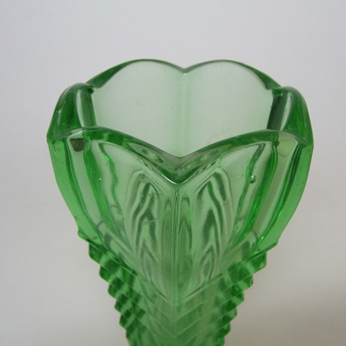 (image for) Davidson Art Deco 1930's Green Glass 'Chevron' Vase 295 - Click Image to Close