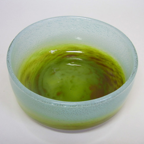 Ekenas Blue + Green Glass Bowl - Signed John-Orwar Lake - Click Image to Close