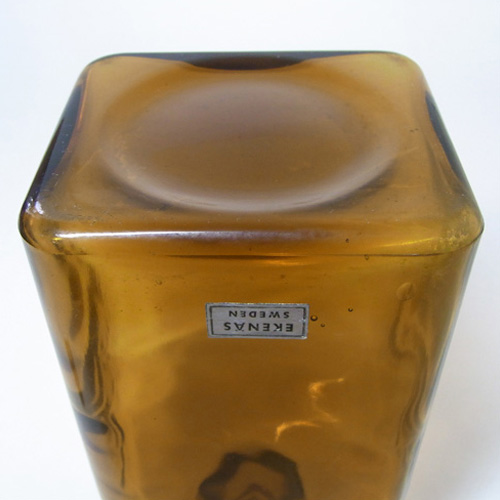 Ekenas Swedish/Scandinavian Amber Glass Schnapps Bottle - Click Image to Close