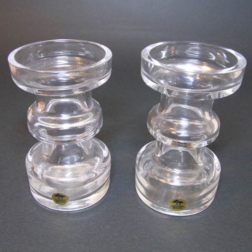 (image for) Pair of Ekenas Swedish/Scandinavian Glass Candlesticks - Click Image to Close