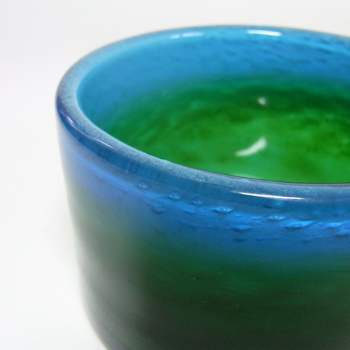 Ekenas Blue + Green Glass Vase Signed John-Orwar Lake - Click Image to Close