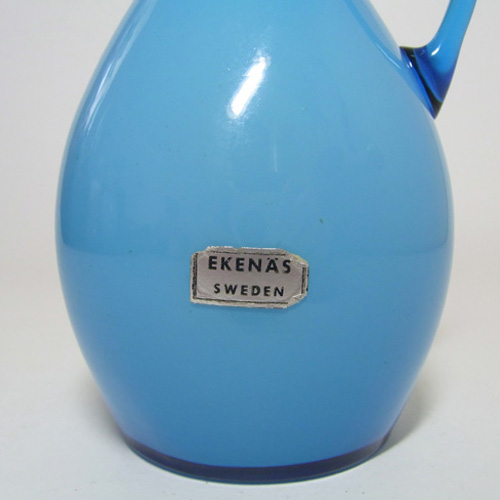 (image for) Ekenas Swedish/Scandinavian Blue Cased Glass Vase/Label - Click Image to Close
