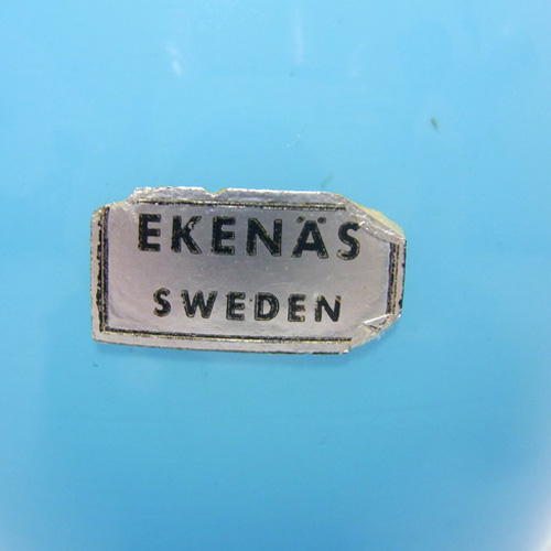 Ekenas Swedish/Scandinavian Blue Cased Glass Vase/Label - Click Image to Close