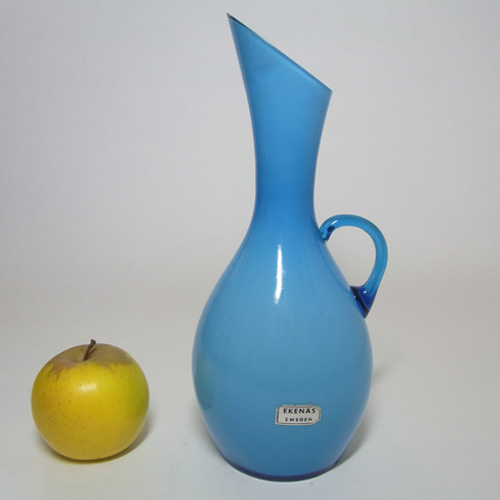 (image for) Ekenas Swedish/Scandinavian Blue Cased Glass Vase/Label - Click Image to Close