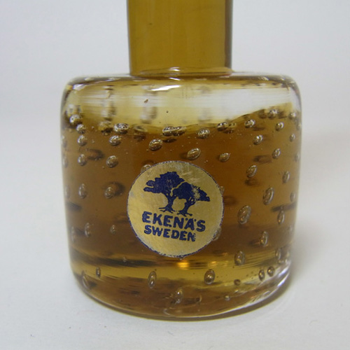 Ekenas Swedish/Scandinavian Amber Glass Stem Vase/Label - Click Image to Close