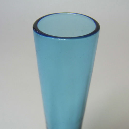 Ekenas Swedish/Scandinavian Blue Glass Stem Vase/Label - Click Image to Close