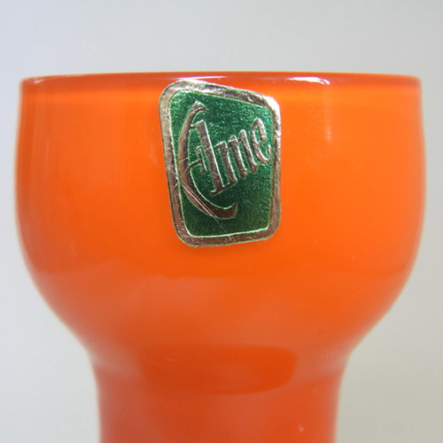 Elme Scandinavian Orange Cased Glass Vase - Labelled - Click Image to Close
