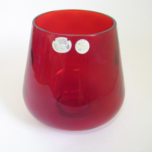 (image for) Elme Scandinavian Red Glass Optical Vase - Labelled - Click Image to Close