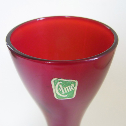 Elme 1970's Swedish/Scandinavian Red Glass Vase - Label - Click Image to Close