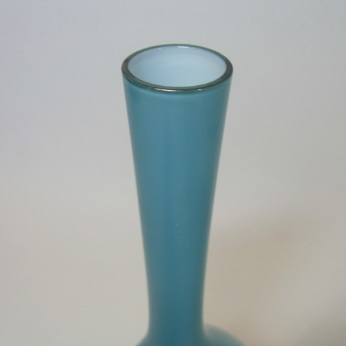 Elme 70s Scandinavian Blue Cased Glass 'Flattened' Vase - Click Image to Close