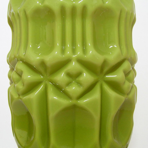 (image for) Empoli Large Italian Olive Green Mold Blown Glass Vase - Click Image to Close