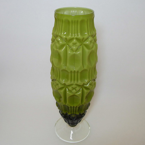 (image for) Empoli Large Italian Olive Green Mold Blown Glass Vase - Click Image to Close